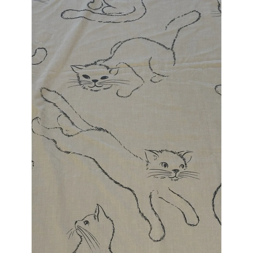 Vtg Alex West MCM CAT WHISPURR 3 Pc Double Sheet Set Fitted Flat Pillowcase READ